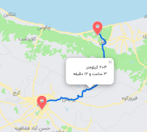 مسیر حمل بار از محمود آباد به تهران